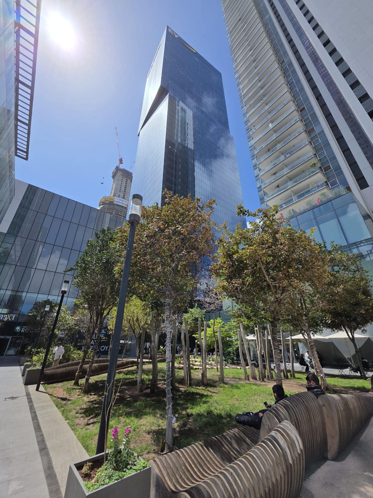 The park and public space at the exit from Azrieli Town